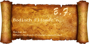 Bodisch Filomén névjegykártya